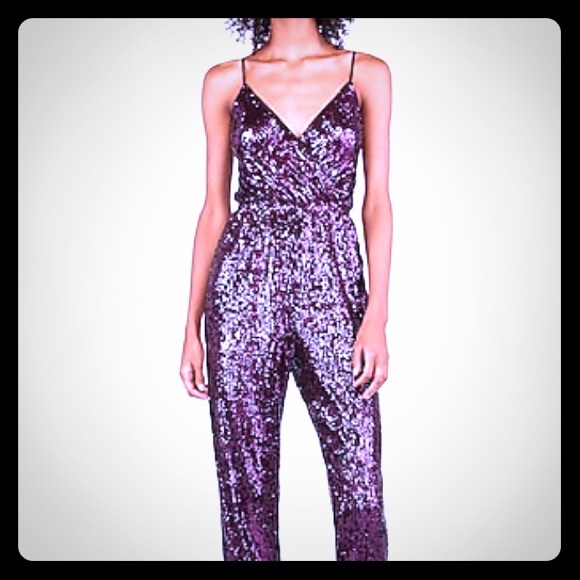 purple sequin jumpsuit